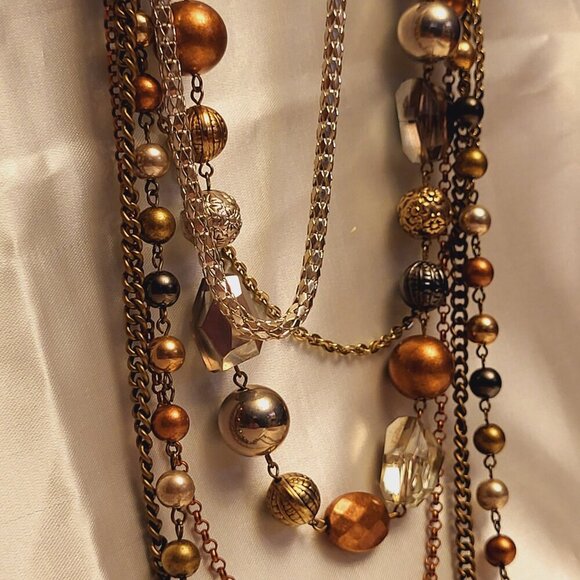 BOHO ~ Very Long, 6 Unique Strand Necklace ~ Very Good Condition - Picture 1 of 6